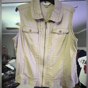 Christopher & Banks Sleeveless Utility Jacket - Light Beige
